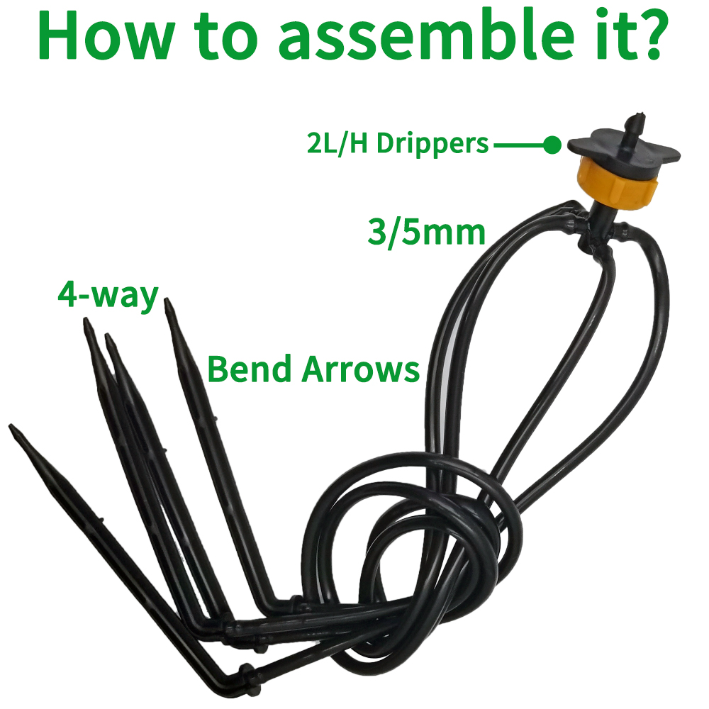 OASIS Greenhouse Drip Irrigation 4-way 3/5mm Drip Arrow 2-way Transmitter Irrigation Watering System for Bonsai Garden 10/20set