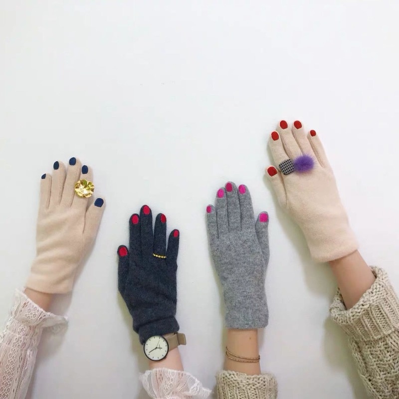Guantes de lana de lujo para adultos, manoplas de esmalte de uñas bordadas para mantener el calor, de San Valentín, novedad de