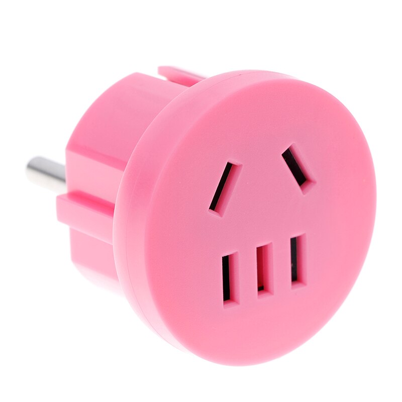 1 pcs US AU Om EU Plug USA AUS Naar Euro Europa Travel Muur AC Power Plug Wall Charger Outlet adapter Converter 2 Ronde Pin Socket: Pink