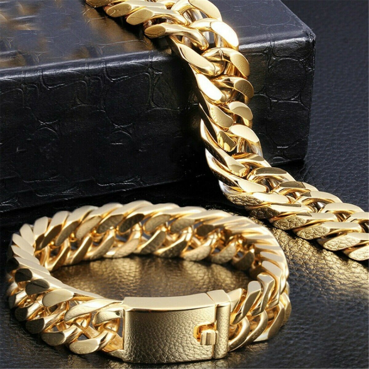 Moda pure gold cubana pulseira masculina aço inoxidável curb cubana chain pulseira para homem e mulher