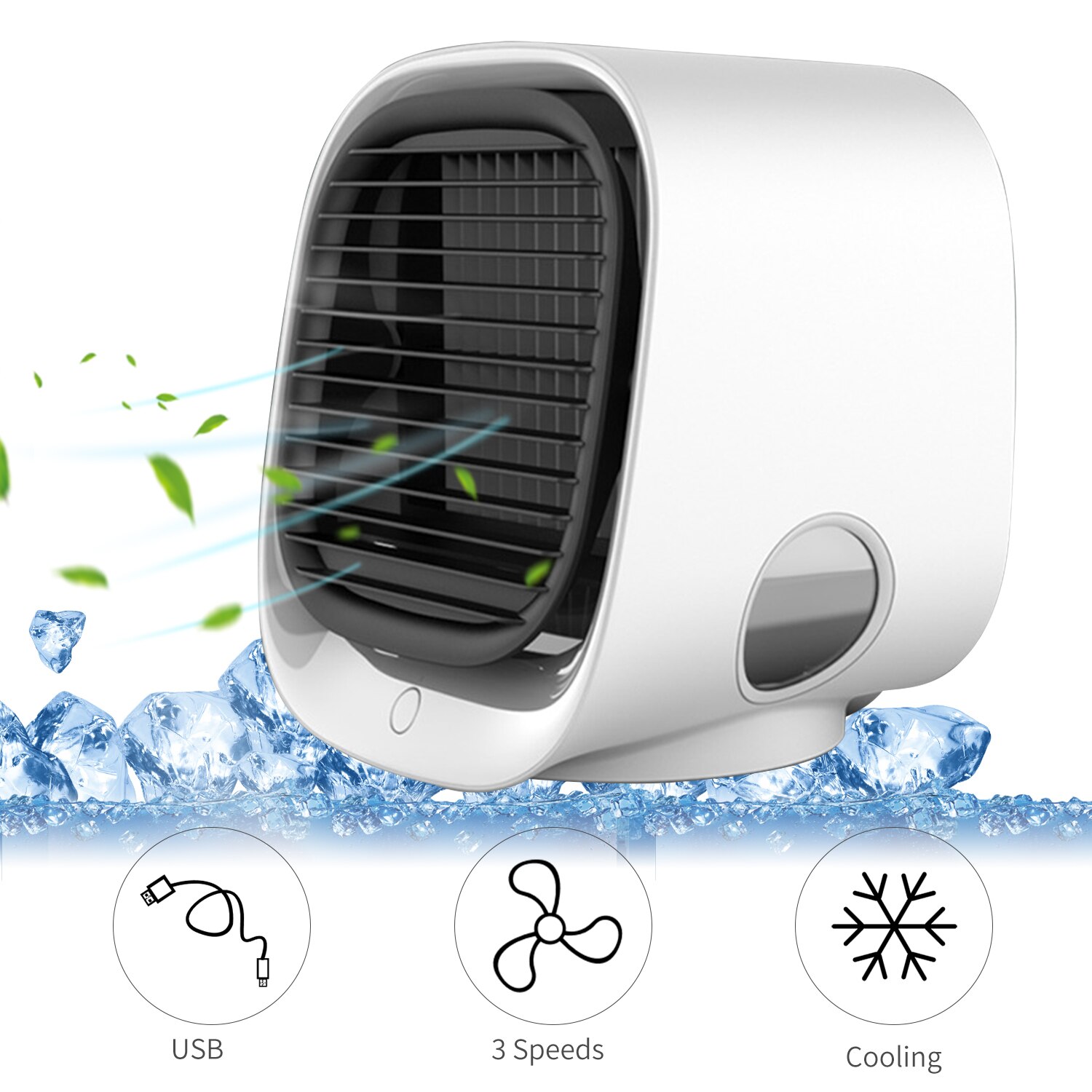 Air Conditioner Air Cooler Humidifier Purifier Portable For Home Room Office 3 Speeds Desktop Quiet Cooling Fan Air Conditioning: White