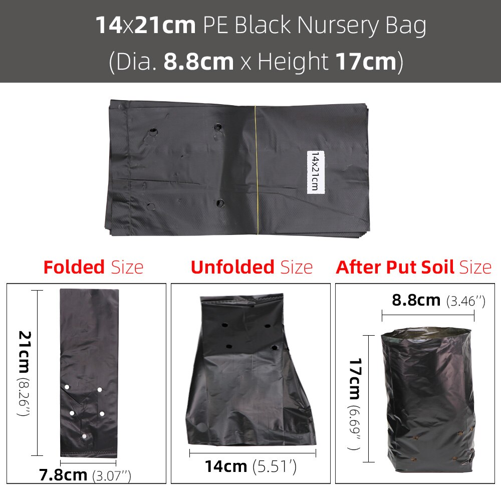 14 Sizes PE Plastic Planting Seedling Bag Black Growth Bags Garden Flowers Fruits And Vegetables Cultivation Transplantation: S / army green