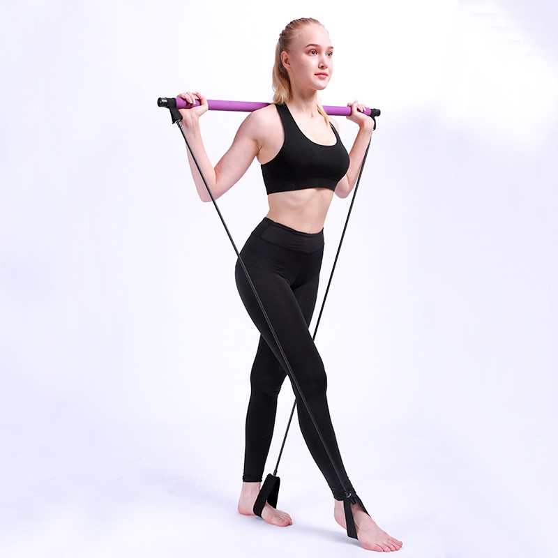 Pilates Bar Kit with Resistance Band Yoga Exercise Pilates Bar with Foot Loop Yoga Pilates Stick