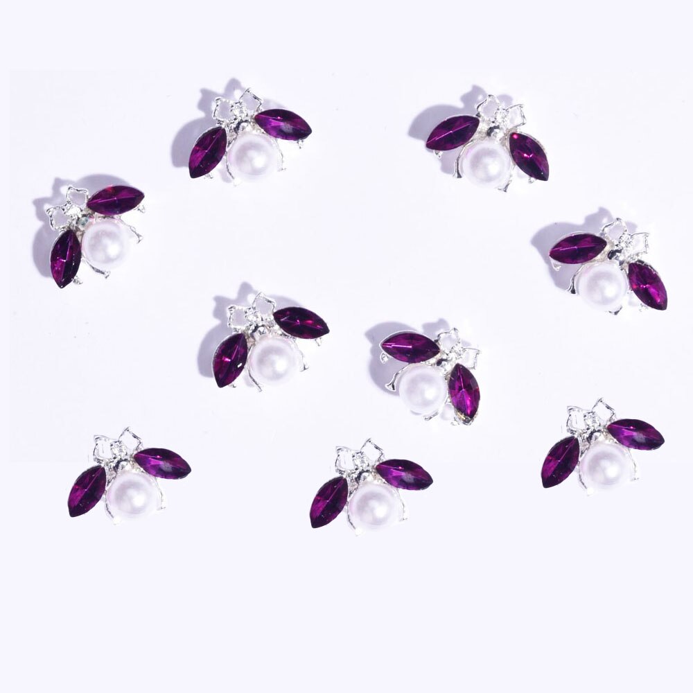 100 stk/parti negle charme sæt metal bi/ krone/ spider krystal strass negle kunst sten legering 3d negle charm dekoration