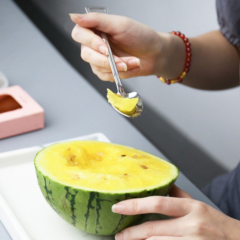 Cuillère à pastèque en acier inoxydable, cuillère à glace, pelle à Melon, cuillère à café, vaisselle d'été avec boîte