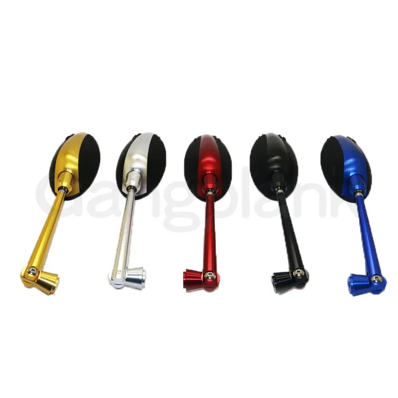 Universele ovale motorfiets achteruitkijkspiegel met anti-verblinding blauw glas, meerkleurig, goudblauw, rood