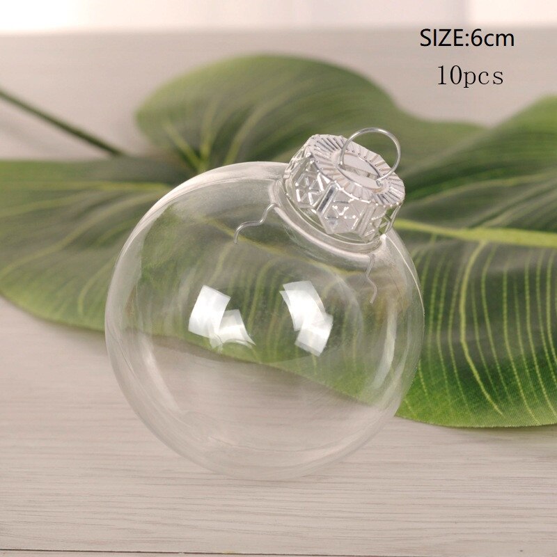 Przezroczyste świąteczne drzewo dekoracyjne kulki Diy urok otwarte plastikowe ozdoby cacko prezenty pudełeczko prezentowe domowe rękodzieło dekoracyjne: 10pcs Sliver-6cm