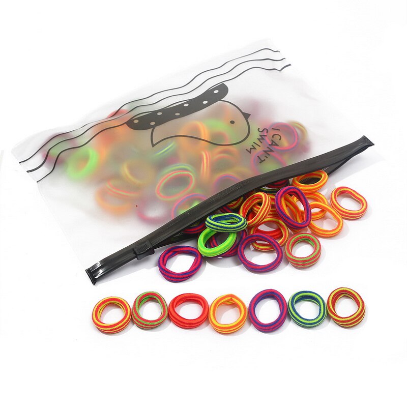 100 pièces/sac fille cheveux anneaux cheveux accessoires queue de cheval en caoutchouc cheveux corde haute élastique cheveux corde Braider tête corde pour les filles: 12