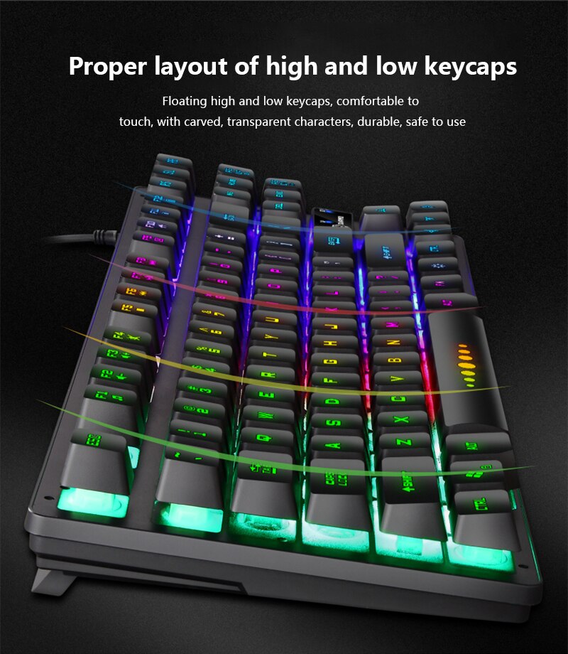 Teclado Gamer Gaming Toetsenbord 87Key Gaming Mechanische Toetsenbord Kleurrijke Backlight Toetsenbord Game Accessoires Клавиатура