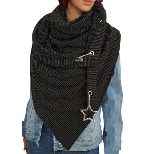 Kvinder efterår vinter tørklæder til damer ensfarvet knap stjerne blød wrap tykt varmt tørklæde sjal: Mørkegrå