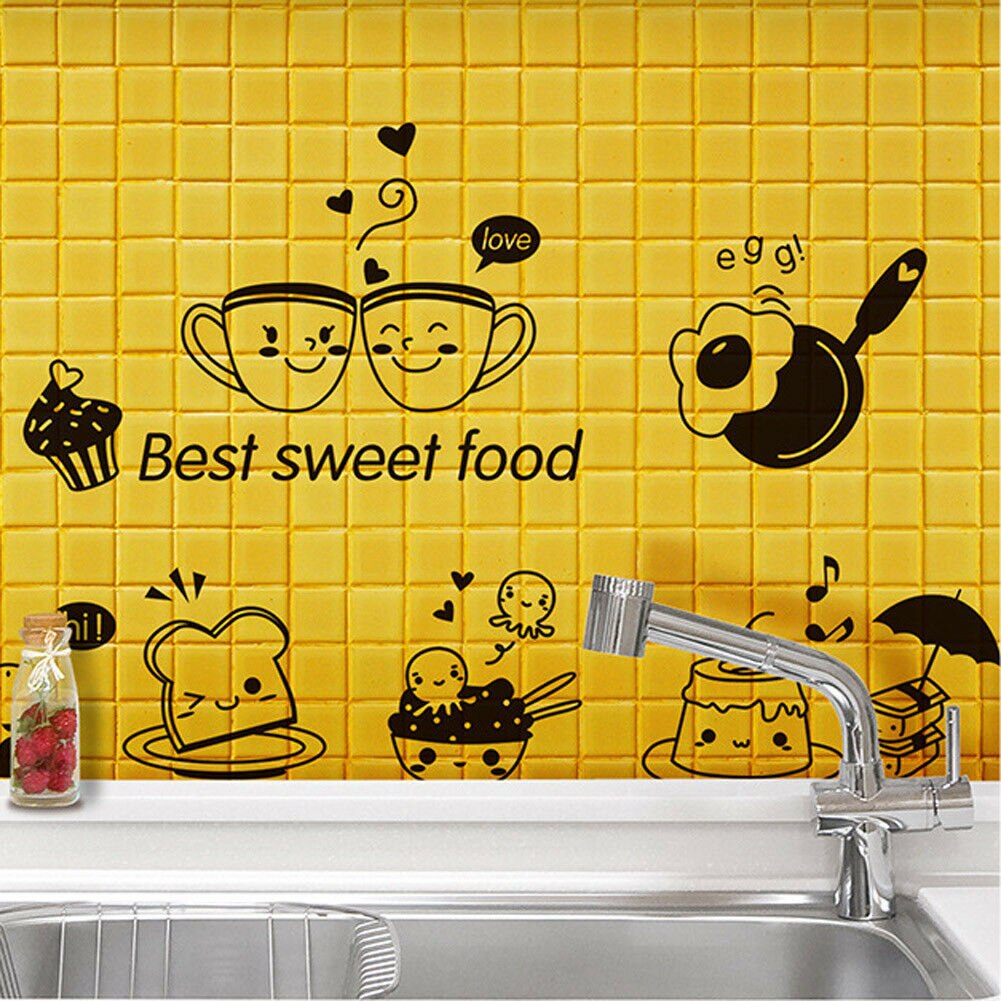 Kitchen Tile Stickers Vinyl Home Room Decor Art Quote Ceramic Tile Wall Decal Stickers Bedroom Removable Mural DIY: 2