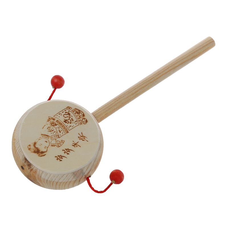 Enfants jouet en bois tambour chinois vieux hochet en bois tambour main secouer jouet pour enfants marteau jouet fabricants de bruit pour jouets son