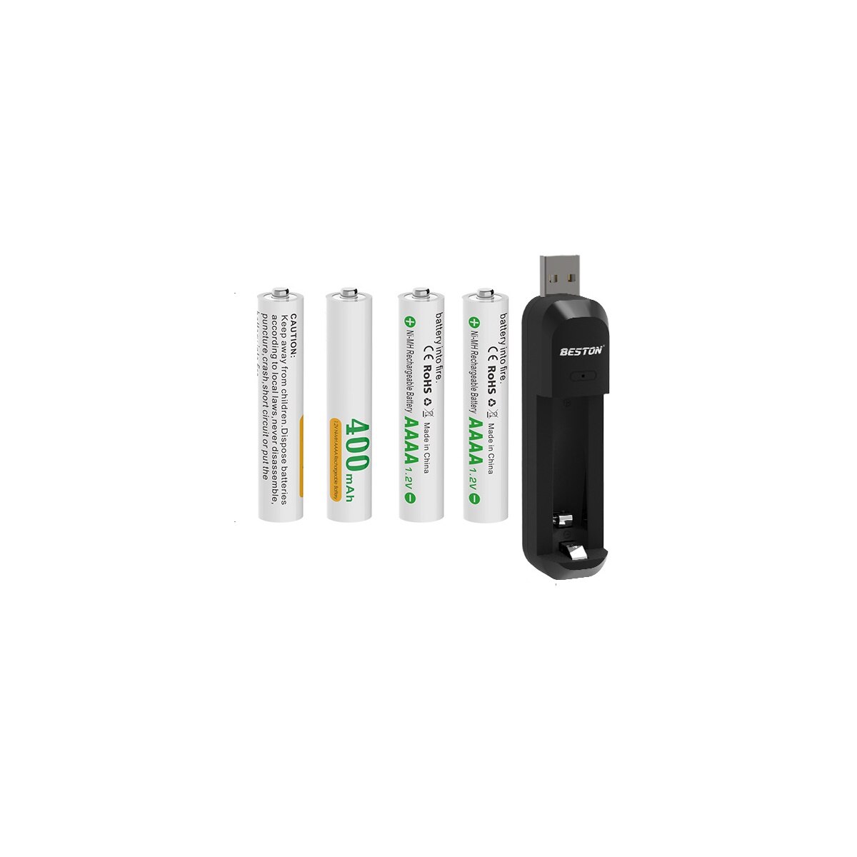 Cargador USB AAAA y batería AAAA recargable para baterías de bolígrafo de superficie, relojes despertadores, linternas: Oro