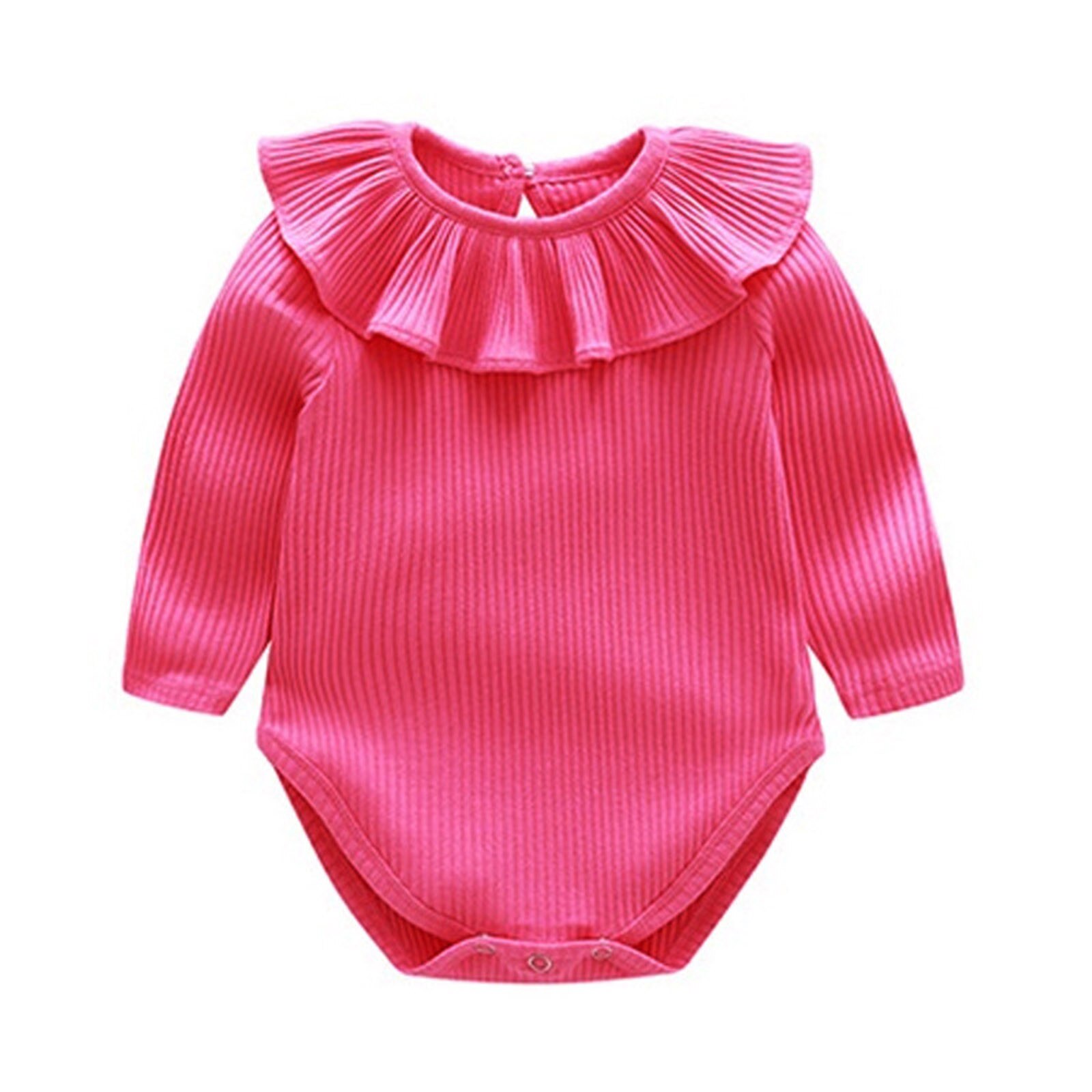 Kids Kleding Peuter Baby Baby Jongens Meisjes Kleding Solid Ruches Romper Jumpsuit Outfits Kinderen Casual Kleding: Hot Pink / 90