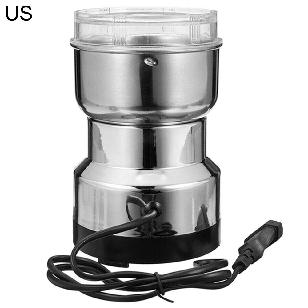 Koffiemolen 110/240v elektrische koffiemolen bonen kruiden specerijen keuken maalmachine molen keukengereedschap koffiezetapparaten: Zilveren amerikaanse stekker