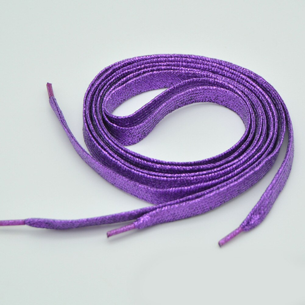 Cordones de hilo dorado y plateado brillante para zapatillas deportivas, cordones planos para correr, cordones de zapato colorido para hombre y mujer, 1 par: purple