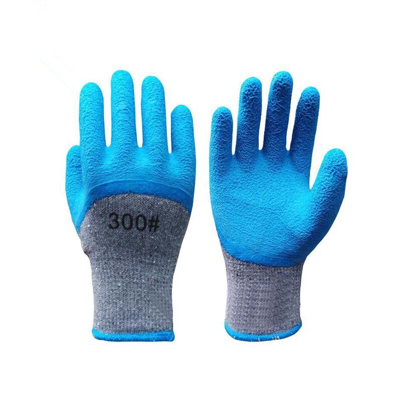 Herfst en winter koud grijs garen plus fluwelen latex foam semi-opknoping arbeid bescherming werknemers handschoenen fabriek