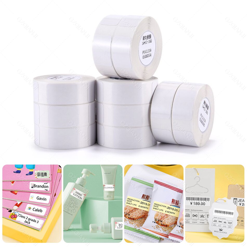Niimbot-rollo de etiquetas adhesivas D110 D11, papel térmico directo, adhesivo fuerte, impresión transparente para impresora térmica de bolsillo