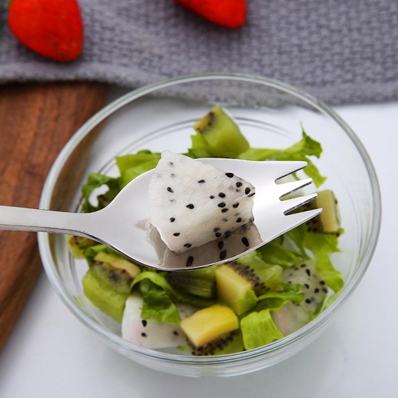 Tenedor y combinación de cuchara 2 en 1, vajilla de acero inoxidable de alta gama para ensalada, tenedor para Noodles, cuchara para sopa, cubiertos creativos para alimentos