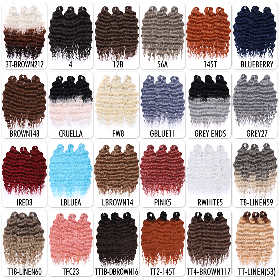 IDOL 24 Inch Synthetic Hair Water Wave Braiding Hair Extensions Ombre Rainbow color Deep Wave Curl Twist Crochet Hair