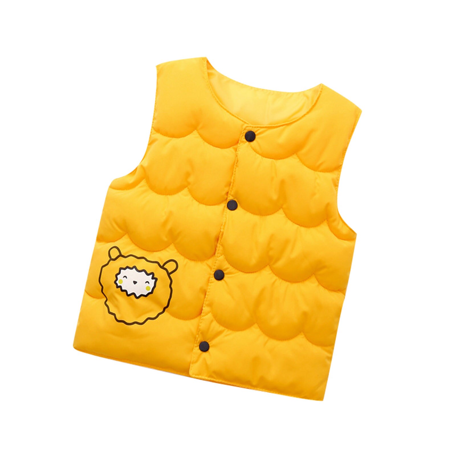 Peuter Mouwloze Vest Baby Meisjes Winter Toevallige Knoppen Katoen Cartoon O-hals Winddicht Jas Warm Kids Kleding: YE / 6-7 Years