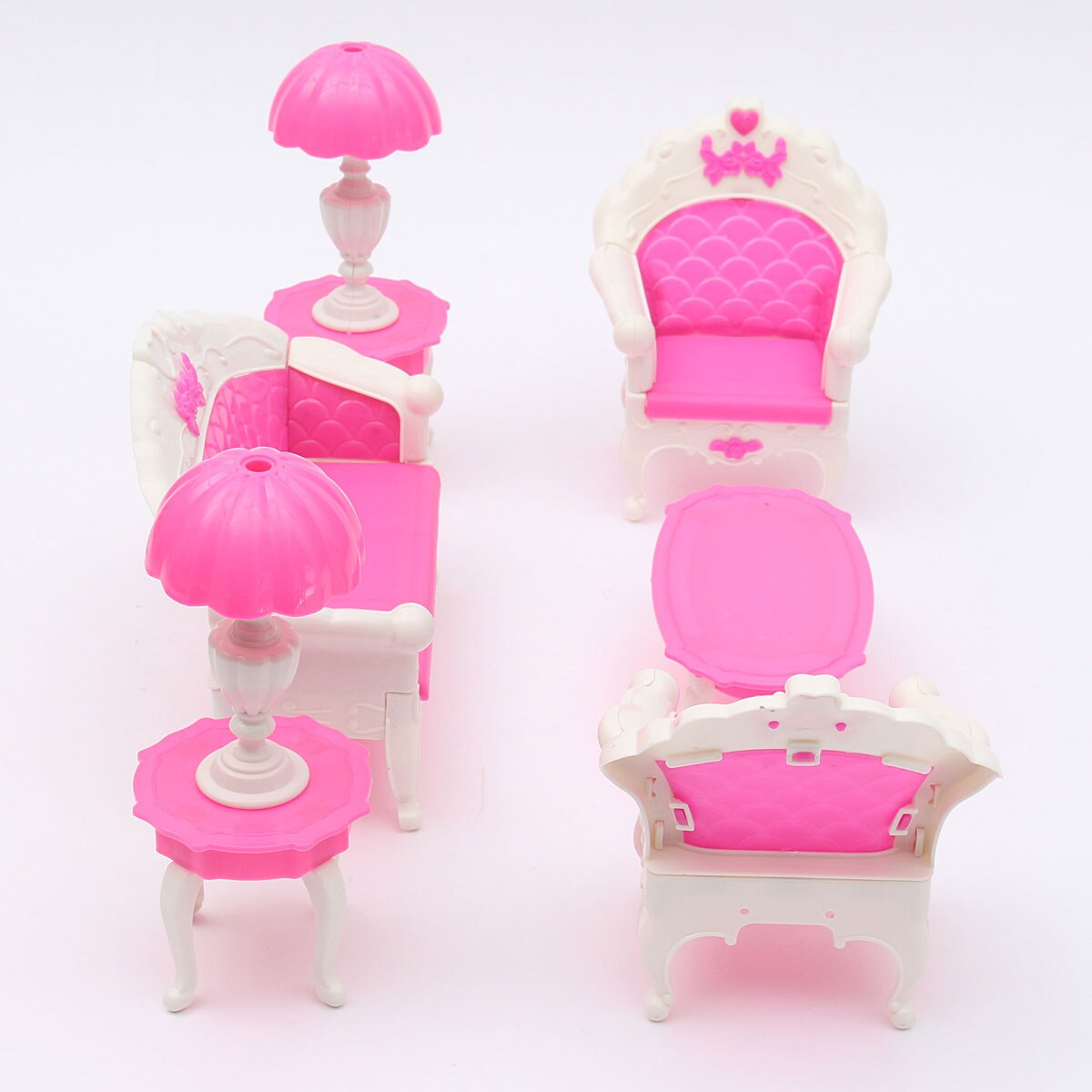 Miniatura Roze Poppenhuis Meubels Woonkamer Salon Sofa Set Voor Pop Poppenhuis Accessoires Speelgoed Voor Kinderen