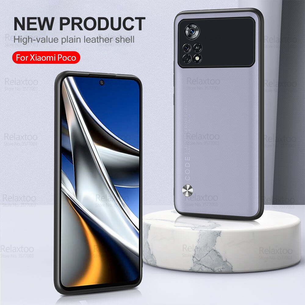 For Xiaomi Poco X4 Pro 5G Case Plain Leather Camera Protect Cover Poko Poxo X4Pro PocoX4 X 4 Pro NFC Silicone Shockproof Coque