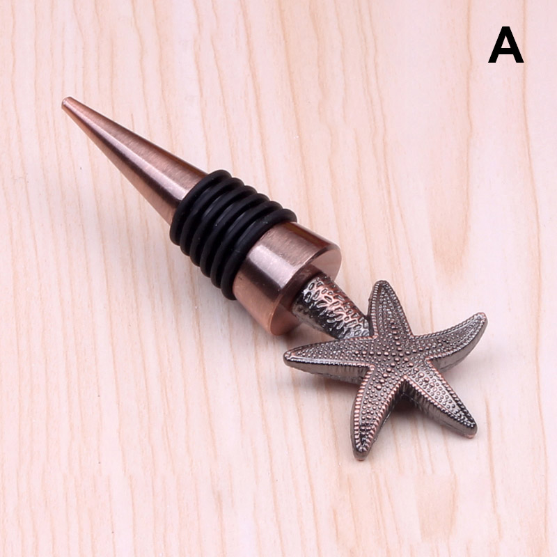 Recién 1 Uds Tapones de botellas de vino de bebidas tapones de botellas de forma de corazón de amor de estrella de mar de vino tapón de sellado MK: 01