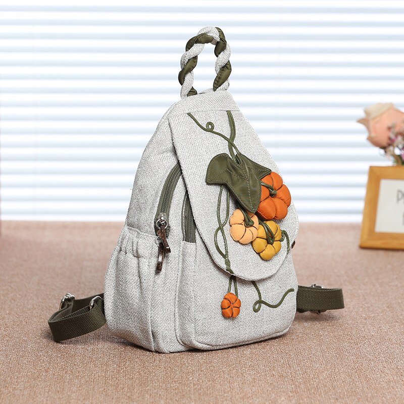 Motaora Vrouwen Rugzak Handgemaakte Vintage Canvas Tas Verse Toevallige Rugzak Voor Vrouwen Groente Patroon Reizen Mochila