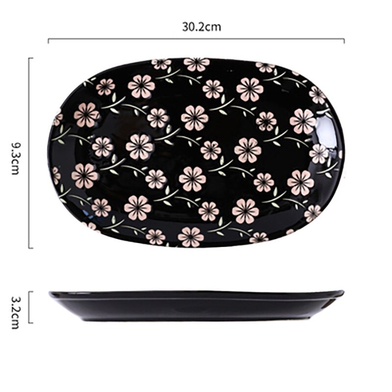 FANCITY Large fish plate, 12-inch oval plate, ceramic household bakeware, steamed fish plate, serving plate: 5