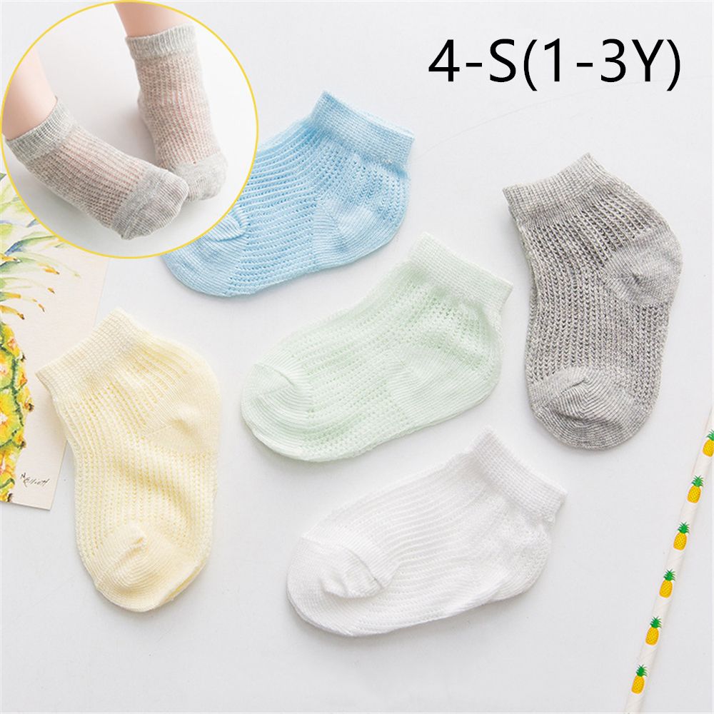 5 Paren/partij 0-5Y Baby Baby Sokken Baby Sokken Voor Meisjes Katoenen Mesh Leuke Pasgeboren Jongen Peuter Sokken Baby Kleding Accessoires: S(1-3Y)-4