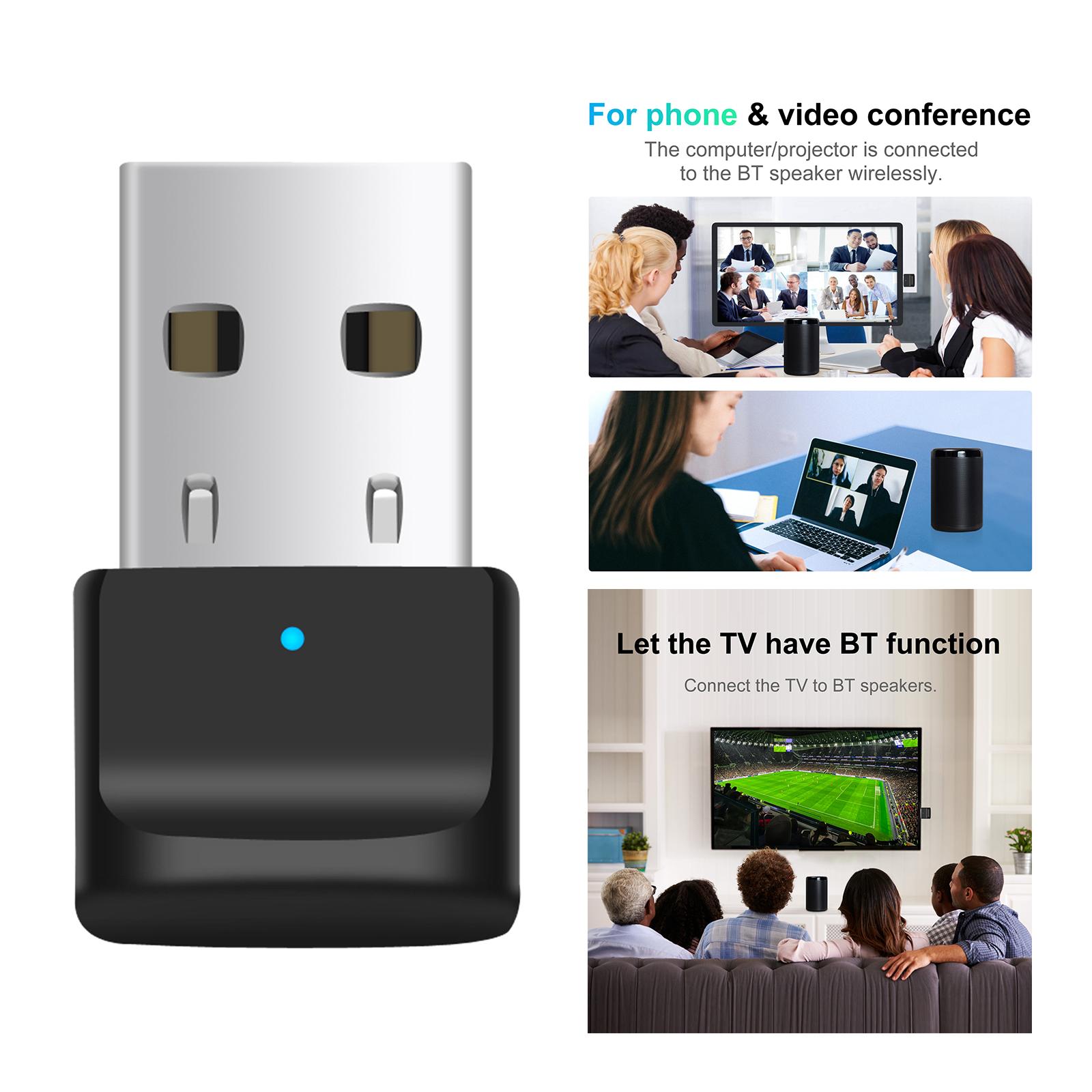 Bluetooth Adapter Plug and Play High Speed BT 5.0 Dongle USB Transmitter Receiver for Computer Windows Headset TV PC Keyboard