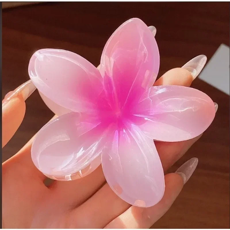 3 pçs novo 4/8cm gradiente flor acessórios para o cabelo conjunto estilo praia grampos de cabelo flor garra clipes verão flor grampos de cabelo estilo havaiano: Prateado