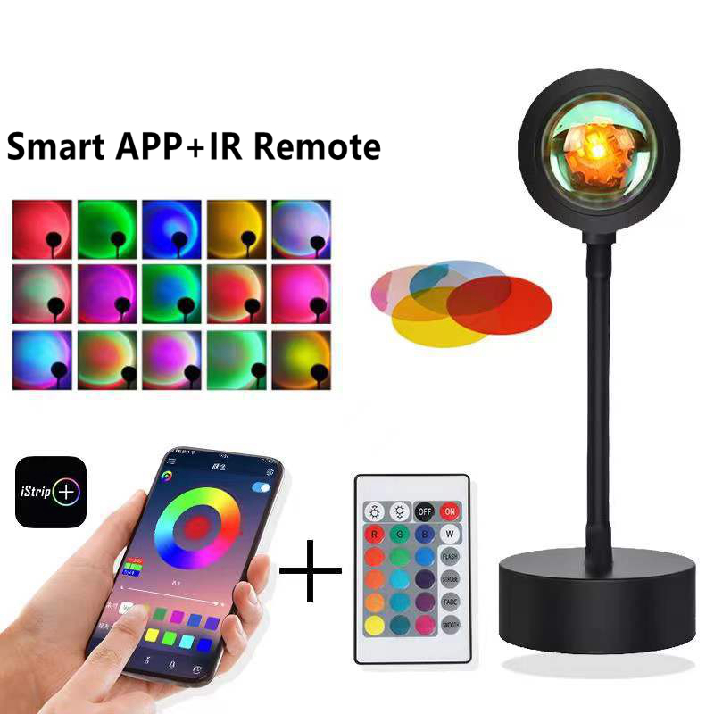 Smart Bluetooth Sunset Projection Lamp Sunset Projector Night Light APP Remote Led Lights for Room Decoration Photography: Smart APP and Remote