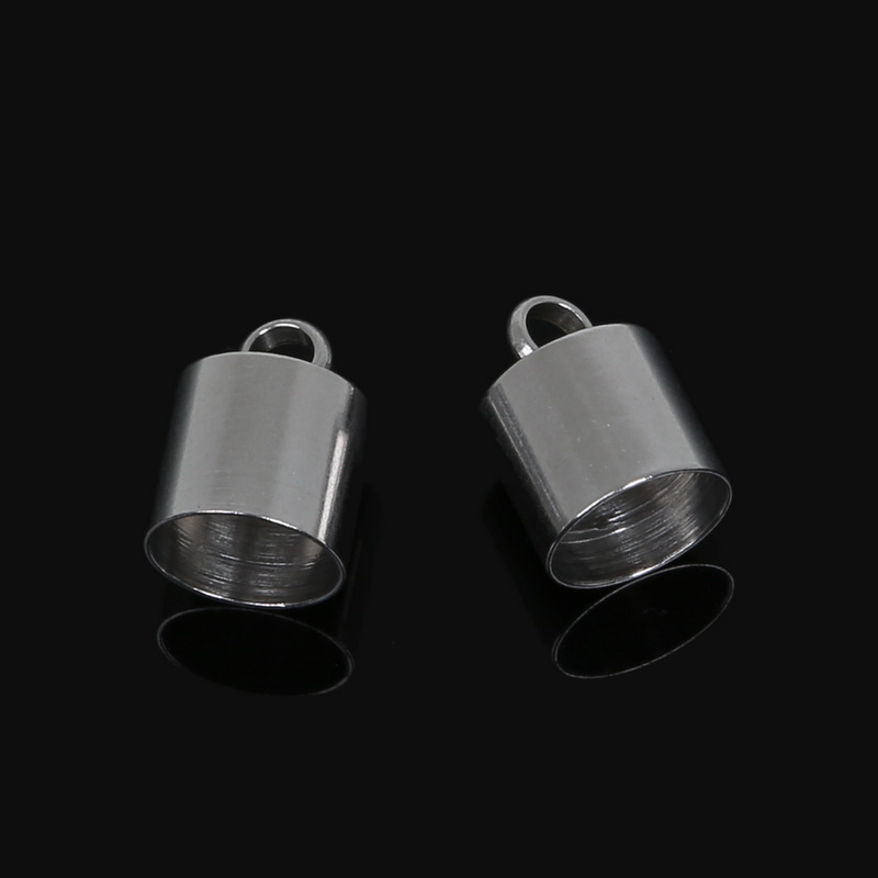 10 pz/lotto 2 millimetri 3 millimetri 5 millimetri 6 millimetri 7 millimetri 8 millimetri 9 millimetri In Acciaio Inox In Pelle Nappa cord End Crimp Caps Fine Tip Caps Per DIY Monili Che Fanno