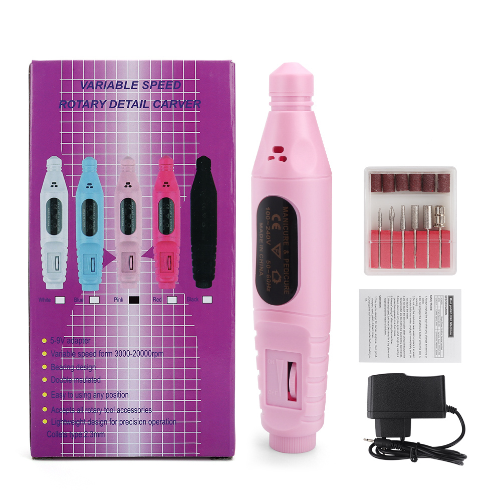 Professionele 30000 RPM Elektrische Nagel Boor Pen Draagbare Handheld Polijst Grinder Nail Art Manicure Machine Frees Set voor Salon Thuisgebruik Gel Polish Remover Gereedschap: Pink / EU