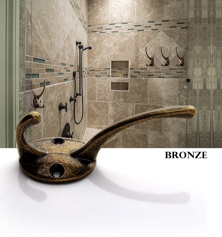 5pcs/lot Zinc Alloy Bronze Clothes Hangers Wall Hooks Coat Bag Hat Hanging Hooks Bathroom Kitchen Anitque Racks with screws