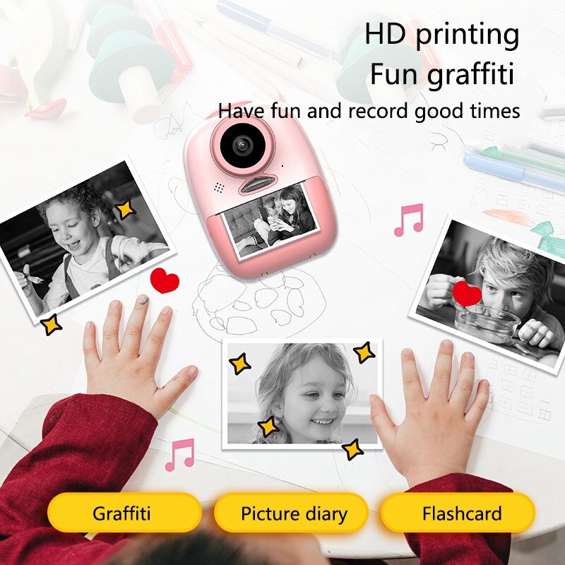 2600W Kids Instant Camera Dual Lens with 2 Inch LED Sn Fill Light Video Children Outdoor DIY Sticker Photo