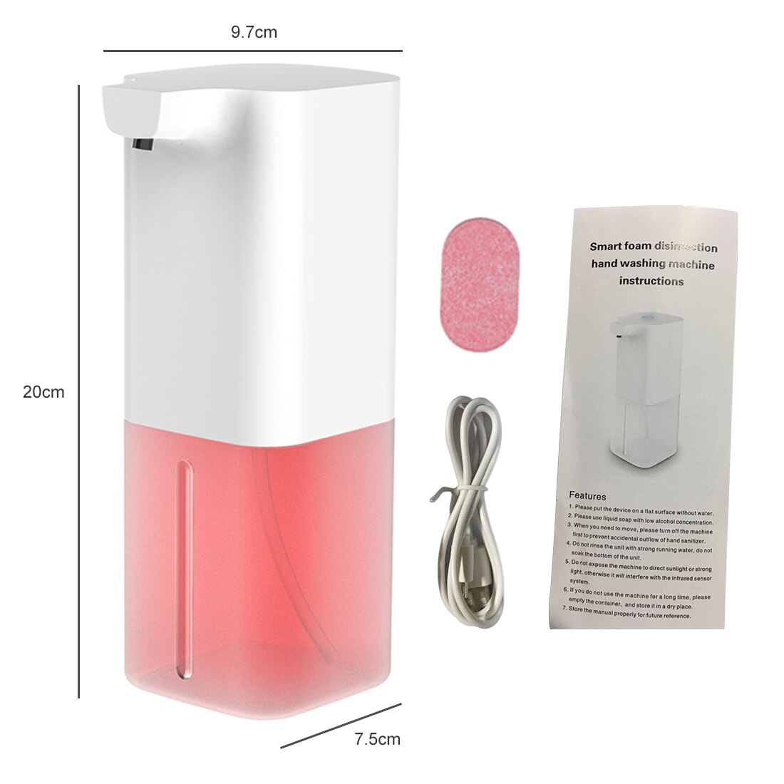 250ml Automatic Touchless Induction Hand Washer Induction Foam Soap Dispenser Intelligent Sensor Liquid Soap Washing Dispenser: with Pink Soap