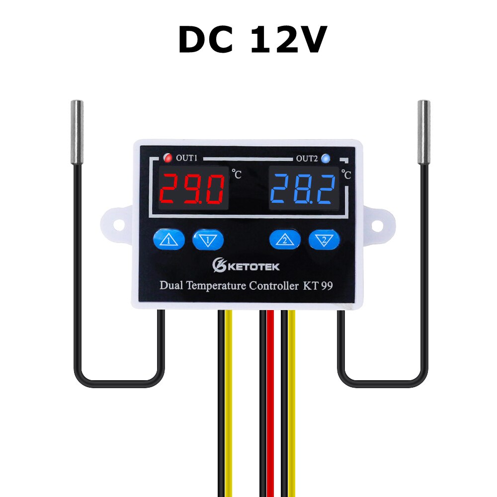 KT99 Dual Digital Thermostat Thermometer Temperatur Regler -50 ~ 120 °C Heizung Kühlung 12V 24V 110V 220V: 12V DC