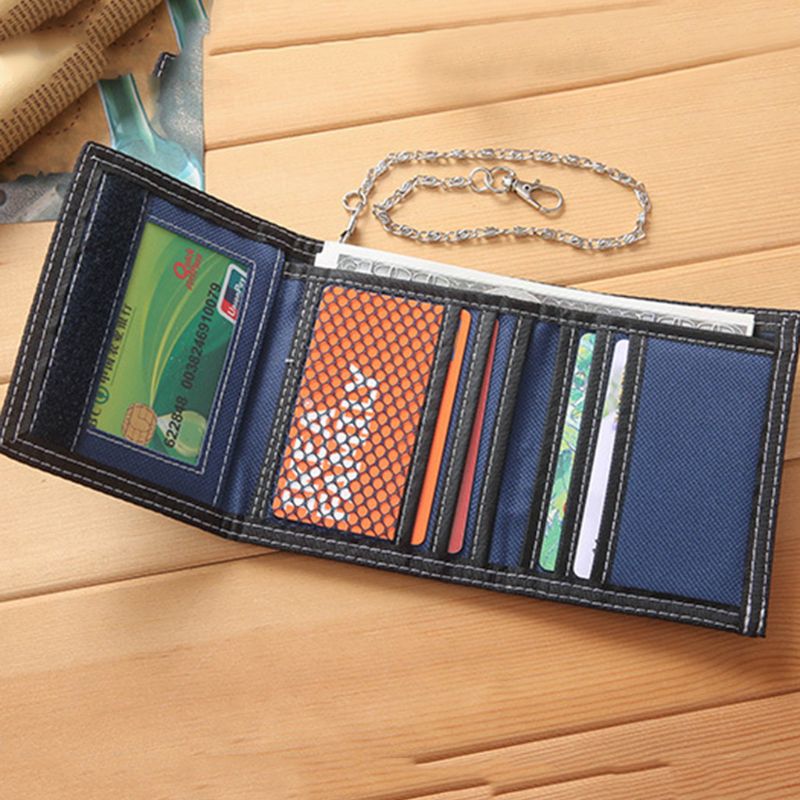 Portefeuille en toile pour homme porte-carte de crédit porte-clés porte-monnaie poche à langer