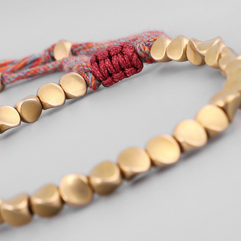 Handgjorda tibetanska buddhistiska flätade bomullskopparpärlor lucky rope armband armband för kvinnor män tråd armband smycken