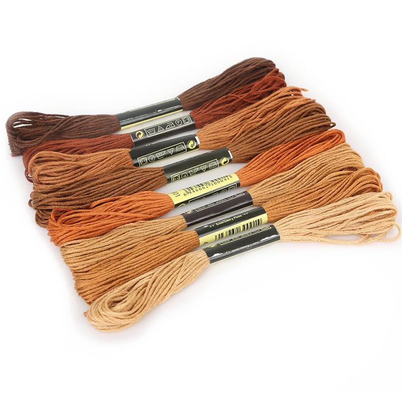 Cotton Stitch Embroidery Threads Floss Set Handicraft DIY Soft Colorfast Sewing Skeins Yarn Thread Mix Colors Sewing Craft: brown