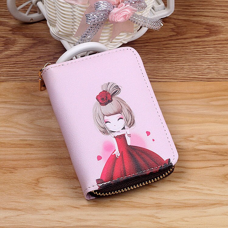 Bank Card Bag Girls Cartoon Small Wallet PU Leather Coin Purse Business ID Credit Card Holder Case Women Mini Clutch Bag: I