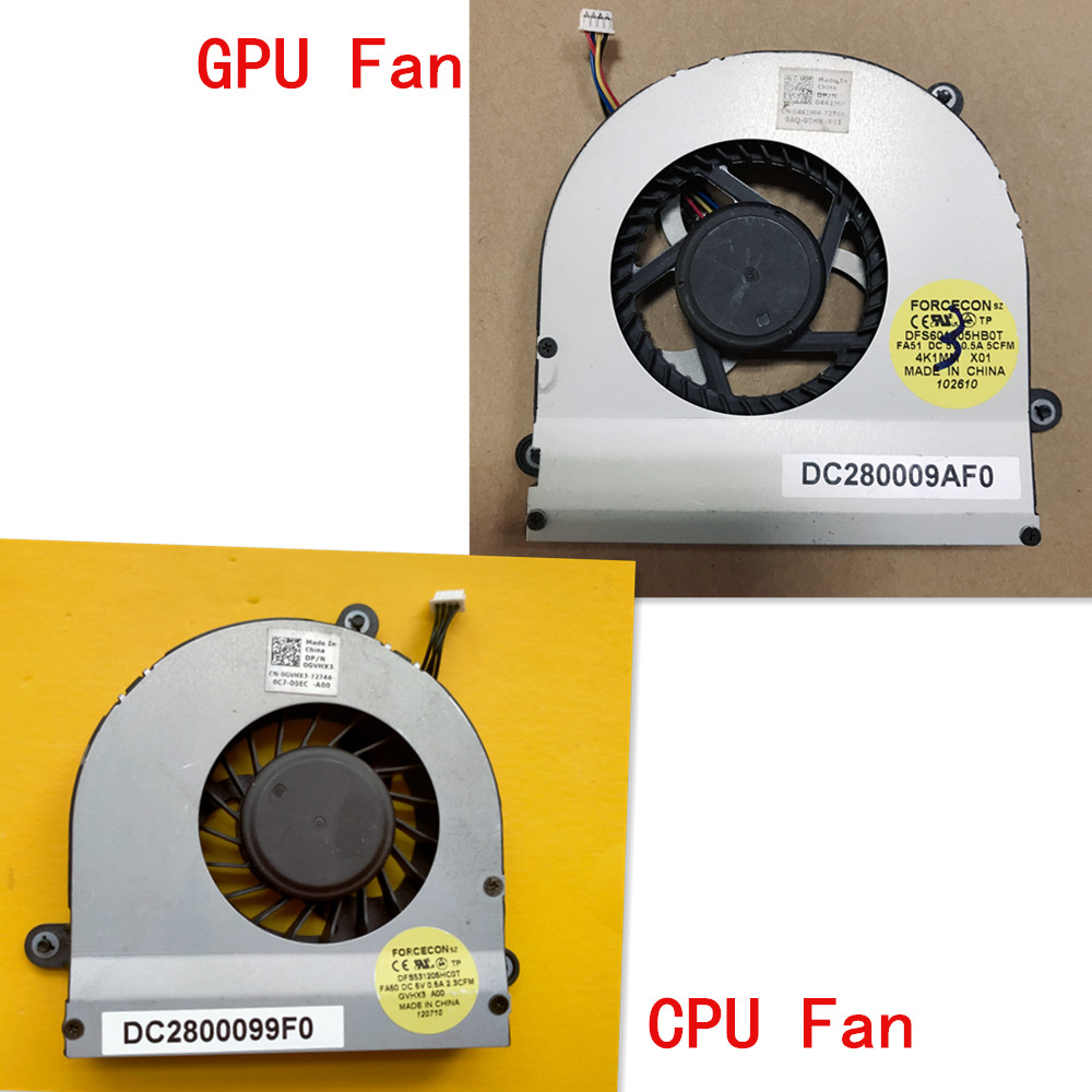 Ventilador para DELL ALIENWARE M17X R3 R4 R5 0XVXVH DC28000CMF0/DC2800099F0 0Y34KC 0GVHX3 DFS531205HC01 FC7U DC28000CNF0 0FKDN8