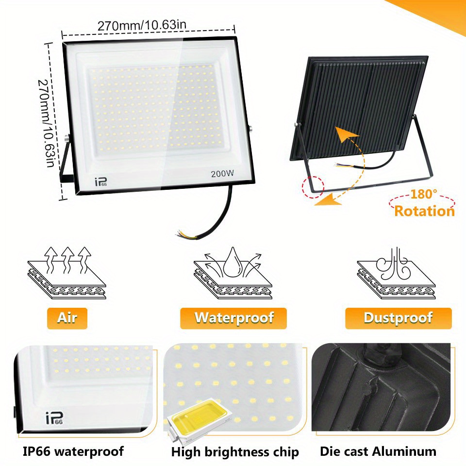 Led Floodlight 20-300W AC 110V 220V Outdoor Flood Light Street Lamp Projector Exterior IP65 Waterproof Led Spotlight For Garden