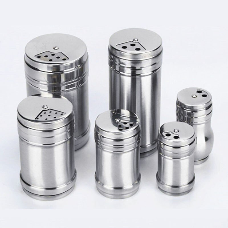 Spice Jar Rotating Cover Salt Sugar Bottle Multi-purpose Spice Pepper Shaker Seasoning Can Stainless Steel Kitchen Gadgets 1Pc