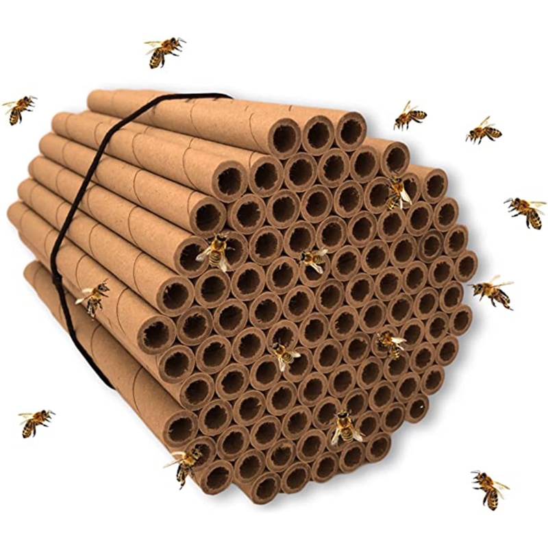 Tubos de papel para casa de abejas, recambios de tubos para nido de insectos, colmena, polinizador de jardín, 50 Uds.