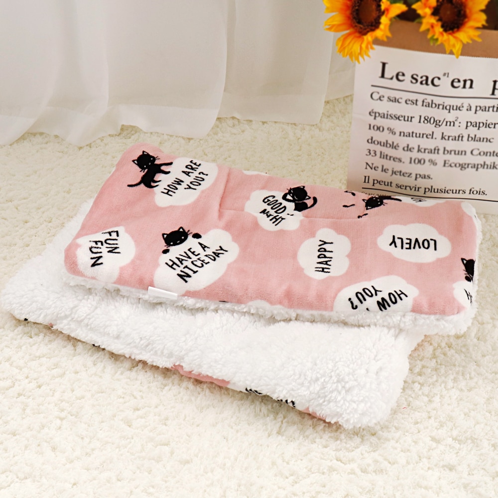 Varm hund dyrematte myk fortykningstrykk høst og vinter katt hundeseng pute teppe for små middels store hunder katter sml xl: Rosa / S