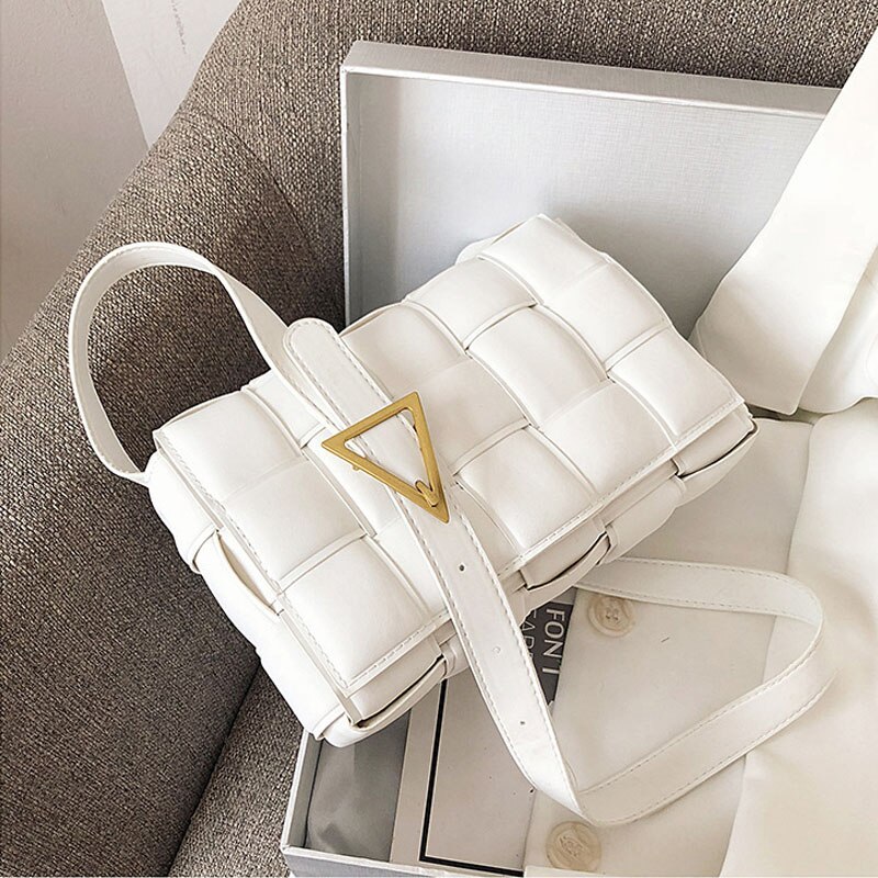 Mujer textura bolso Casual estilo bolso de mujer Popular de nueva salvaje tejido mensajero bolsa de Bolsa De Almohada cuadrada pequeña bolsa
